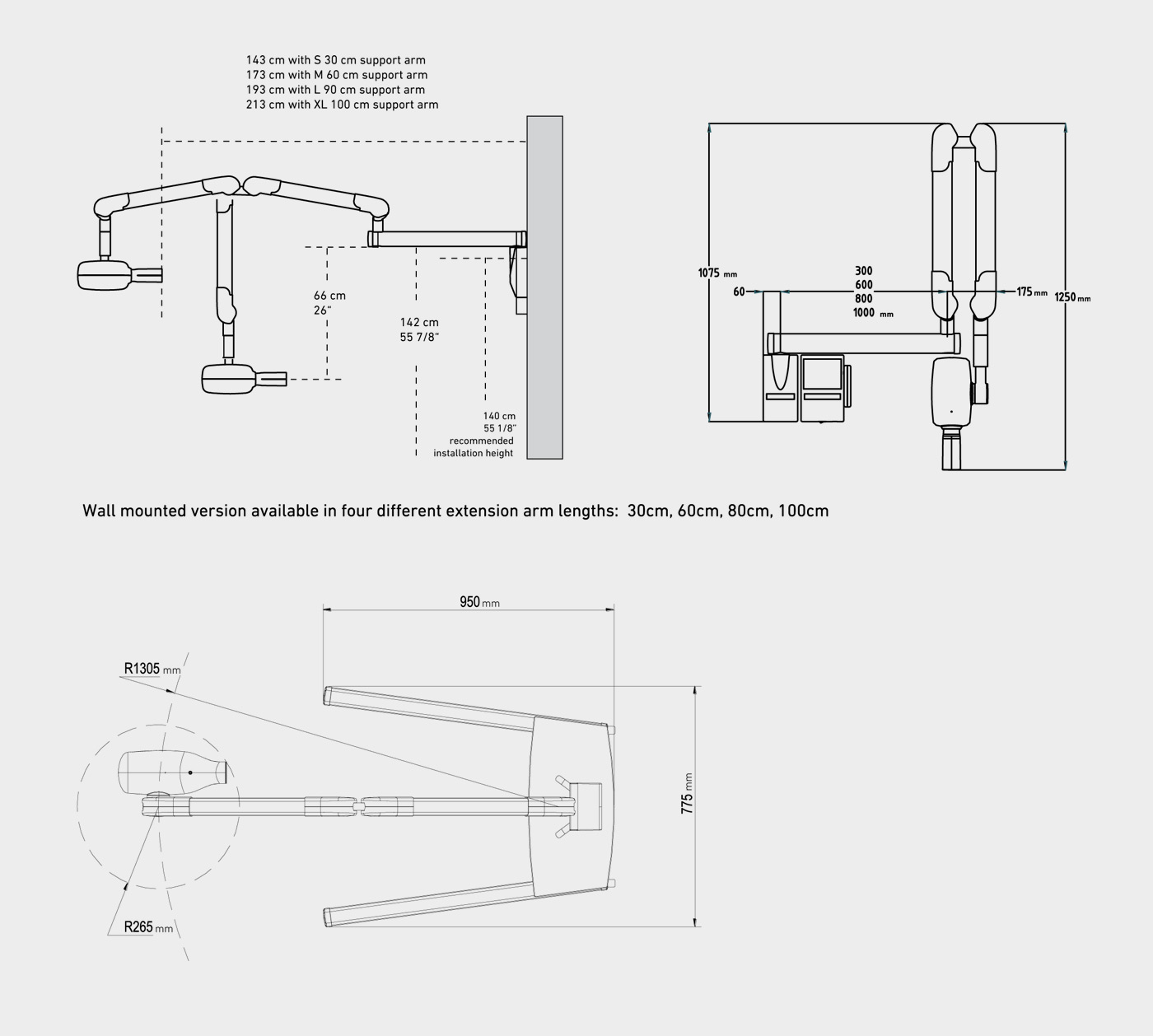 Fona XDG IntraOral Dental X-Ray Unit Foot Print Drawing